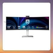 Philips 49B2U5900CH 49" 5120x1440 32:9 Curved Monitor, 75 Hz, USB-C 100W, Webcam, KVM
