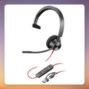 HP Poly Blackwire 3310 Mono USB-C Headset, Black, Active Noise Cancelling image