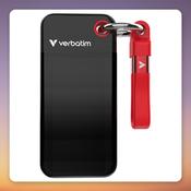 Verbatim Pocket SSD 2 TB External SSD, USB-C 3.2 Gen 2, Black/Red