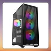 Sharkoon VK4 Rainbow ATX Mid-Tower Case, Black, Tempered Glass, 4x 120 mm Rainbow LED Fans