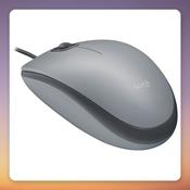 Logitech M110 Silent Wired Optical Mouse, Grey, 1000 DPI, USB image