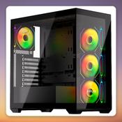 Krux EXO Midi-Tower ATX Case, Black, 2x Tempered Glass, 4x ARGB Fans