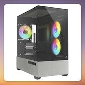 Sharkoon MK7 ARGB Micro-ATX Mini-Tower Case, Black, Tempered Glass x 2