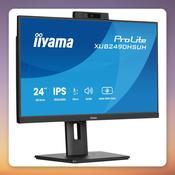 Iiyama ProLite XUB2490HSUH-B2 24" Full HD IPS Monitor, 100 Hz, 5MP Webcam, USB Hub