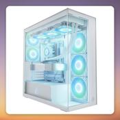 Arctic Xtender White E-ATX Panoramic Mid-Tower Case, Dual Tempered Glass, 5x A-RGB Fans