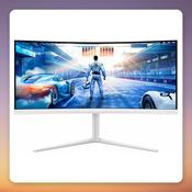 Philips Evnia 34M2C5501A 34" WQHD 180 Hz Curved VA Gaming Monitor, White image