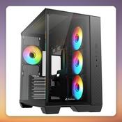 Sharkoon Steel Shark ATX Mid-Tower Case, Black, Dual Tempered Glass, 4x ARGB Fans