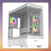 Thermaltake View 290 Snow White Mid-Tower Case, Dual Tempered Glass, 3x ARGB Fans image