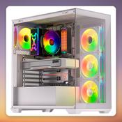 Krux Exo Midi-Tower ATX Case, White, Dual Tempered Glass, 4x ARGB Fans