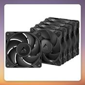 Arctic P12 Pro PST 120 mm PWM Fan, Black, 5-Pack with Daisy-Chain Cable