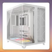 Corsair AIR 5400 LX-R LINK Mid-Tower E-ATX Case, White, Panoramic Glass, 3x LX120R RGB Fans