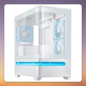 Asus PRIME AP202 ARGB White mATX Mid Tower Case, Tempered Glass, 3x 120 mm ARGB Fans image