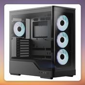 Aerocool P500A-BK-v1 ATX Mid Tower Case, Black, Dual Tempered Glass, 4x ARGB Fans