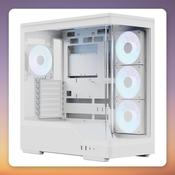 Aerocool P500A-WT-v1 Mid-Tower Case, White, Dual Tempered Glass, 4x ARGB PWM Fans