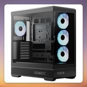 Aerocool P500B Digi-BK-v1 Mid-Tower PC Case, Black, Dual Tempered Glass, 4x ARGB Fans