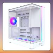 Montech KING 45 PRO ATX Mid-Tower Case, White, Curved Glass, 4x Fans