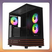 Thermaltake View 270 Plus WS ARGB Mid-Tower Case, Black/Wood, Dual Tempered Glass, E-ATX