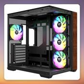 Thermaltake View 380 WS ARGB Black ATX Mid-Tower Case, Dual Tempered Glass, Wood Finish
