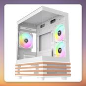 Thermaltake View 170 WS ARGB Snow White µATX Case, 3x 120 mm ARGB Fans, Tempered Glass