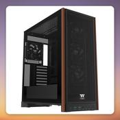 Thermaltake S370 WS Mid-Tower E-ATX Case, Black, Tempered Glass, Wood Accents