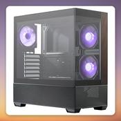 Cooler Master Elite 690 Wood ATX Mid-Tower Case, Black/Wood, 2x Tempered Glass image