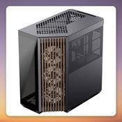APNX V1-W-BK-v3 Mid-Tower Case, Black, Wood Trim, 2x Tempered Glass, 4x ARGB Fans