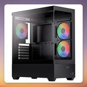 Aerocool P500D-G-BK-v1 ATX Mid-Tower Case, Black, Dual Tempered Glass, 3 ARGB Fans image