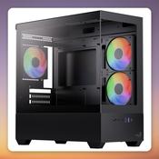 Aerocool P300D-G-BK-v1 Mini-Tower µATX Case, Black, Tempered Glass, 3x ARGB Fans