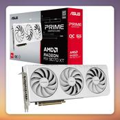 Asus Radeon RX 9070 XT PRIME OC Edition 16 GB GDDR6, White, 3x DisplayPort 2.1a, HDMI 2.1b image