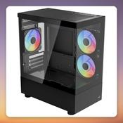 Aerocool Viewport Mini-G-BK-v4 Micro-ATX Mini-Tower Case, Black, Dual Tempered Glass, ARGB