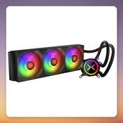 Krux HydroX 360 ARGB 360 mm AIO Liquid CPU Cooler, Black, Infinity Mirror Pump