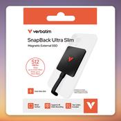 Verbatim SnapBack Ultra Slim 512 GB External SSD, USB 3.2 Gen 2x2, Black