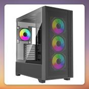 Xilence Flux X916.ARGB ATX Mid Tower Case, Black, Tempered Glass, 4x ARGB Fans