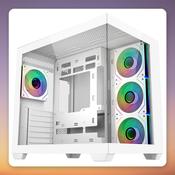 Cooler Master Elite 681 ATX Mid-Tower Case, White, Dual Tempered Glass, 4x ARGB Fans image