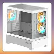 GIGABYTE C201 Panoramic Ice Micro-ATX Mid Tower Case, White, 2x Tempered Glass, 3x ARGB Fans