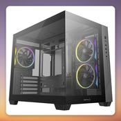 Deepcool CG330 3F Micro-ATX Mini-Tower Case, Black, Panoramic Glass, 3 Fans