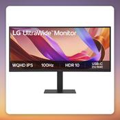 LG UltraWide 34U650A-B 34" WQHD 100Hz Curved IPS Monitor, USB-C 96W