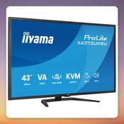 Iiyama ProLite X4373UHSU-B2 42.5" 4K VA Monitor, USB-C 95W PD, KVM, Dual Mode