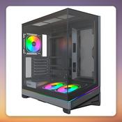 Montech SKY 3 ATX Mid-Tower Case, Black, Panoramic Glass Front, 3 x ARGB Fans