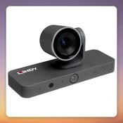 Lindy 4K PTZ Camera 8 MP 3x Optical Zoom AI Auto-Framing, Black