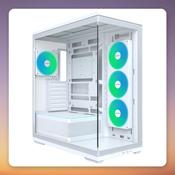 Montech TG3 White ATX Mid-Tower Case, Dual Tempered Glass, 360 mm Side Fan