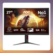 AOC CQ27G4Z2 27" QHD 260 Hz Curved Gaming Monitor, Fast VA, 1ms, 1500R image