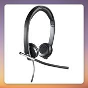 Logitech H650e USB Stereo Headset, On-Ear, Noise-Cancelling Mic, Black image