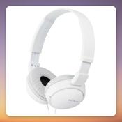 Sony MDR-ZX110 Foldable On-Ear Headphones, White, 30 mm Drivers, 3.5 mm Wired