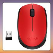 Logitech M171 Wireless Mouse, Red, 2.4 GHz USB Receiver, Ambidextrous image