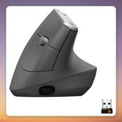 Logitech MX Vertical Ergonomic Wireless Mouse 4000 DPI, Black/Silver