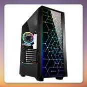 Sharkoon RGB LIT 100 ATX Mid-Tower Case, Black, Tempered Glass Front and Side Panel
