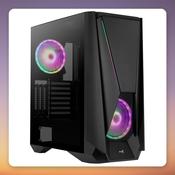 Aerocool Visor Midi Tower Case, Black, Tempered Glass, E-ATX, 2x 140 mm ARGB Fans