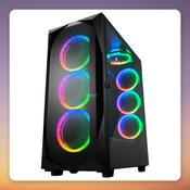 Sharkoon REV300 E-ATX Midi-Tower Case, Black, Tempered Glass, 7x ARGB Fans image