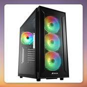Sharkoon TG6M RGB ATX Mid Tower Case, Black, Tempered Glass, 4x ARGB Fans
